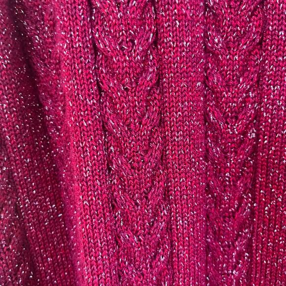 Athleta Women's Red & Silver Sparkle Pullover Sweater Size L - Picture 7 of 10